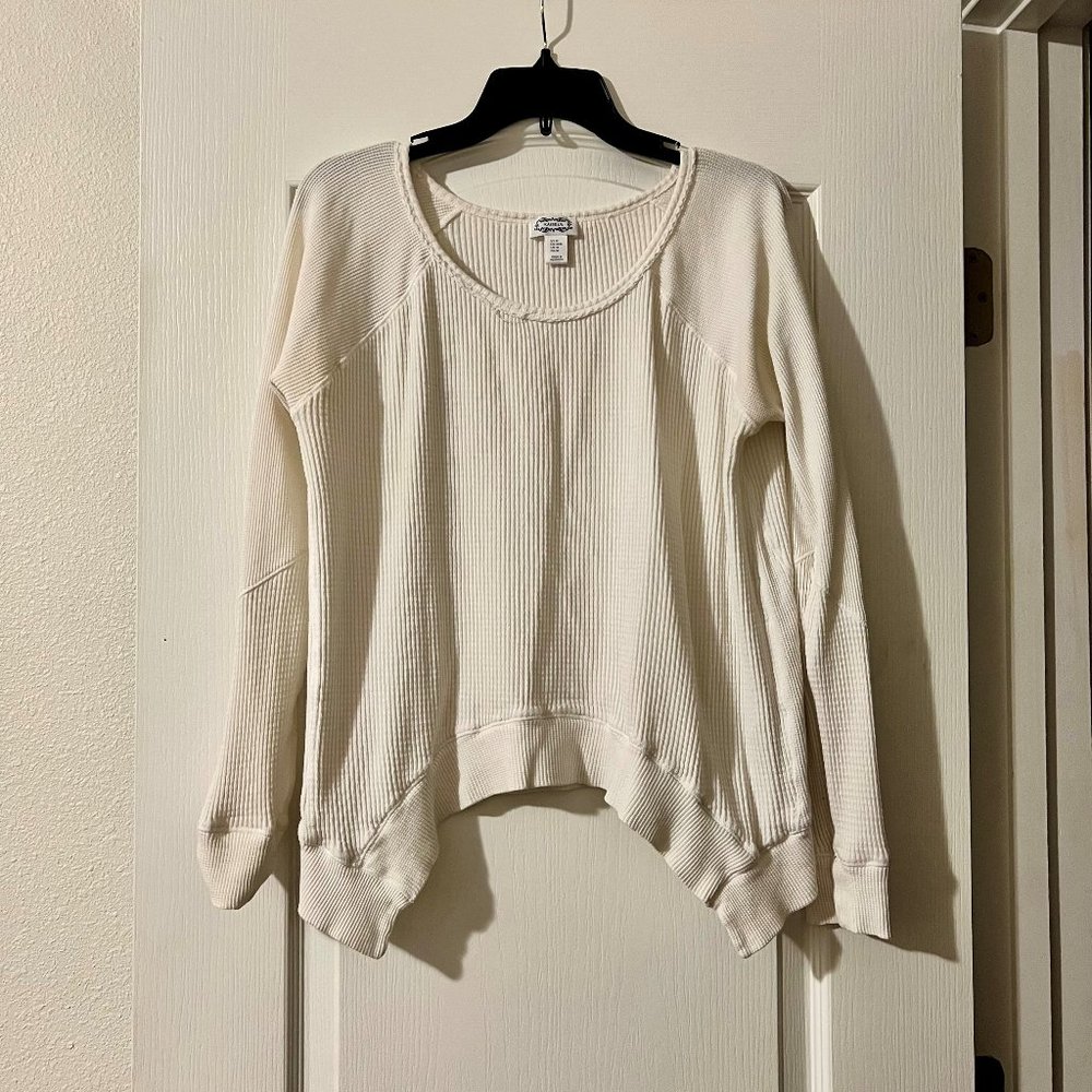 Cream Waffle Print Long Sleeve